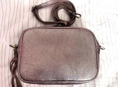 Gold leather handbag with 2
