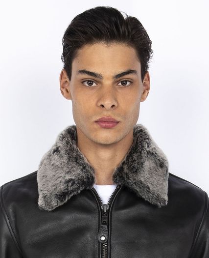 New Schott NYC LC930D Pilot Cowhide Leather Men's Jacket, Removable Collar