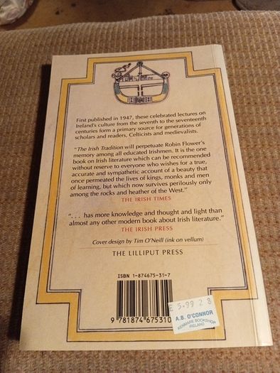 1994 The Irish Tradition. Robin Flower. Ireland. History. Vintage.