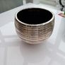 Modern Metallic Ribbed Plant Pot Rose Gold Finish Image 2
