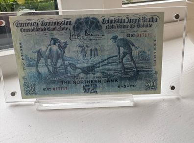Rare 10 pound banknote REPLICA rare Plougham 1929 framed gift ornament