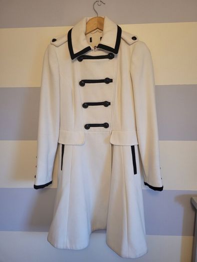 Military Style White Winter Coat