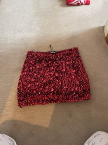 Red sequin skirt