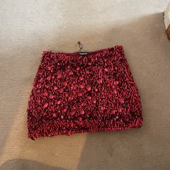 Red sequin skirt