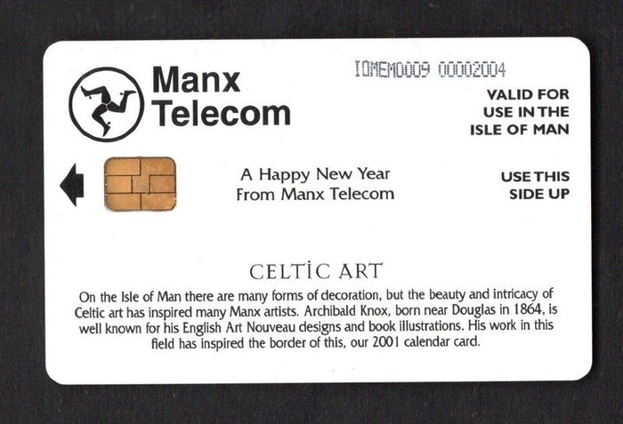 2001 Isle of Man UK5 2001 Calendar - Celtic Art (Siemens - S30 (Module 34)) Phone Card