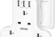 Plug Extension Socket, 3 Way Multi Plug Socket with 3 USB Ports, Power Extender Wall Adaptor for Household Appliances, Iphone, Smartphone, Tablet, Home, Office, Bedroom, 13A 3250W