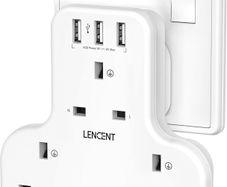 Plug Extension Socket, 3 Way Multi Plug Socket with 3 USB Ports, Power Extender Wall Adaptor for Household Appliances, Iphone, Smartphone, Tablet, Home, Office, Bedroom, 13A 3250W