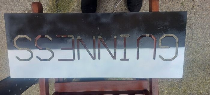 Guinness stencil laser cut steel metal stencil,,make ur own signs ,buyer collects or pays postage thank you, sold as is,heavy duty metal