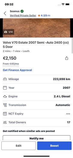 Volvo V70 diesel Northern Registered Mot Feb 2027