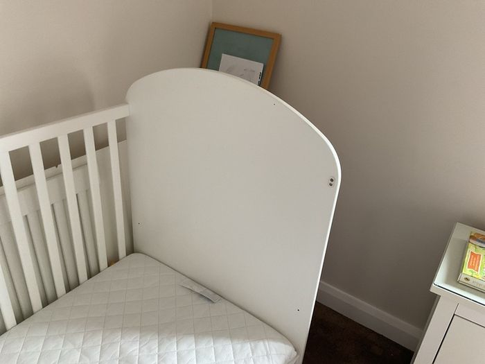 ikea cot bed white , one long drawer ideal for books