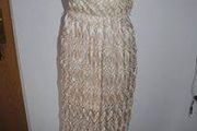 Apricot boob tube maxi lace dress beige size UK12 EUR40 Postage included