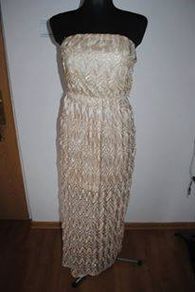 Apricot boob tube maxi lace dress beige size UK12 EUR40 Postage included