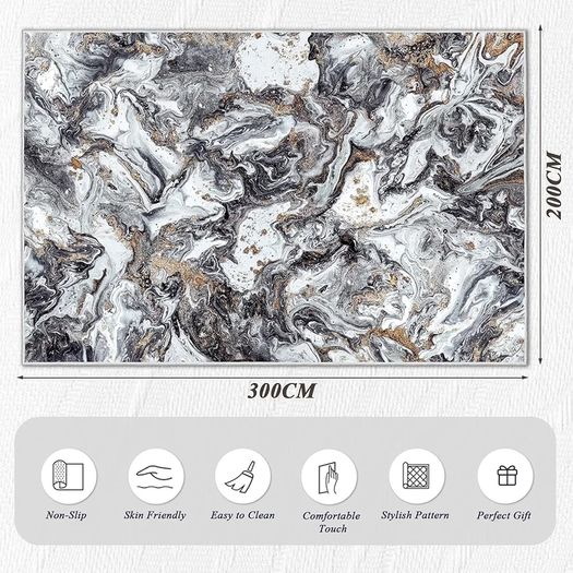 Living Room Rugs Large - 200x300 cm Upgraded 10mm Thick Sponge Soft Low Pile Non Slip Modern Area Rugs for Bedroom Dining Room Lounge, Abstract Non-Shedding Stain Resistant Floor Carpet
