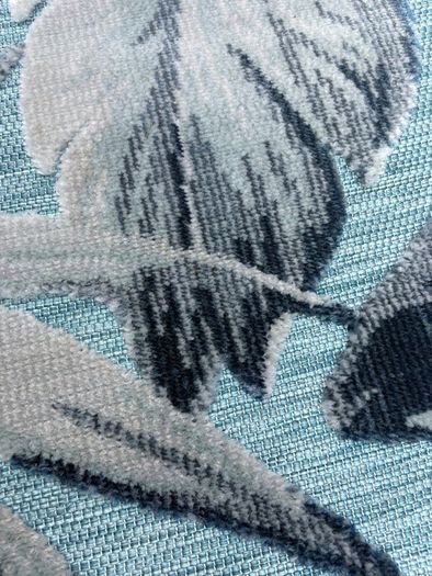 New 115cm x 170cm raised pile leaf tropical outdoor/indoor rug in distressed blue, grey and navy