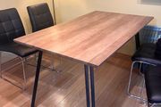 Modern Industrial Dining Table - Rustic Wood Effect Top with Black Metal Legs
