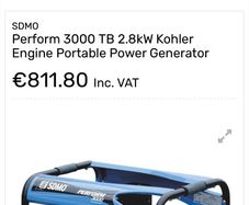 SDMO Perform 3000 TB 2.8kW Kohler Engine Portable Power Generator