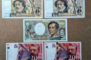 FRANCE - Set of 5 Banknotes: 100 200 Francs 1985-1999 P 154 155 159 (XF-AU)