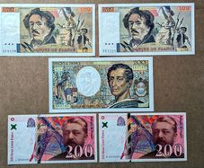 FRANCE - Set of 5 Banknotes: 100 200 Francs 1985-1999 P 154 155 159 (XF-AU)