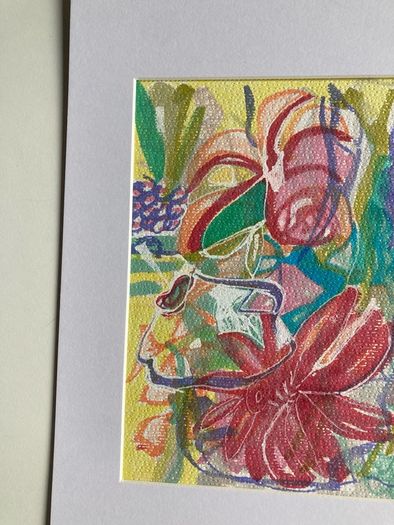 Mothers Day Offer Original art Original Floral Artwork on paper A4 Mounted contemporary Irish Art abstract painting
