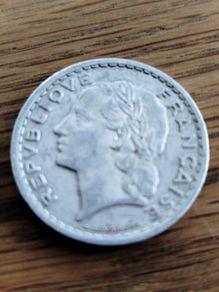 "1947 French 5 Francs Coin - Marianne - Historical French Currency"