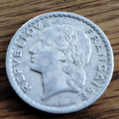 "1947 French 5 Francs Coin - Marianne - Historical French Currency"
