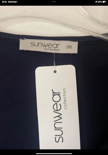 top Bnwt navy chiffon & embelished front sunwear brand European brand size 38