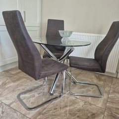 glass table & 4 chairs