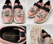Kurt Geiger London Pink Embellished Trainers Floral Sequin Detail