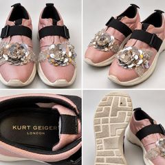 Kurt Geiger London Pink Embellished Trainers Floral Sequin Detail