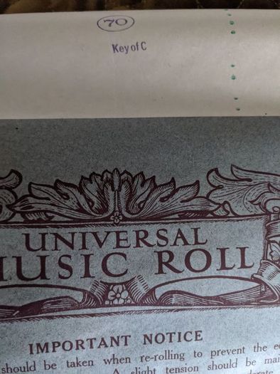 Antique Pianola music roll
