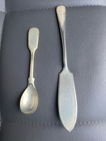 EPNS silver spoon and butter knife