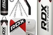 _Punch Bag for Boxing Training, 4FT 5FT Unfilled 4PC Set Muay Thai Training Gloves with Punching Mitts Hanging Chain Wall Bracket, Great for MMA, Martial Arts Kick Boxing