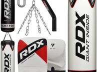 main image for ad _Punch Bag for Boxing Training, 4FT 5FT Unfilled 4PC Set Muay Thai Training Gloves with Punching Mitts Hanging Chain Wall Bracket, Great for MMA, Martial Arts Kick Boxing