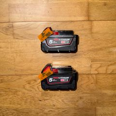 Milwaukee M18 B5 18V 5.0Ah Li-Ion Red Lithium Battery x2 NEW