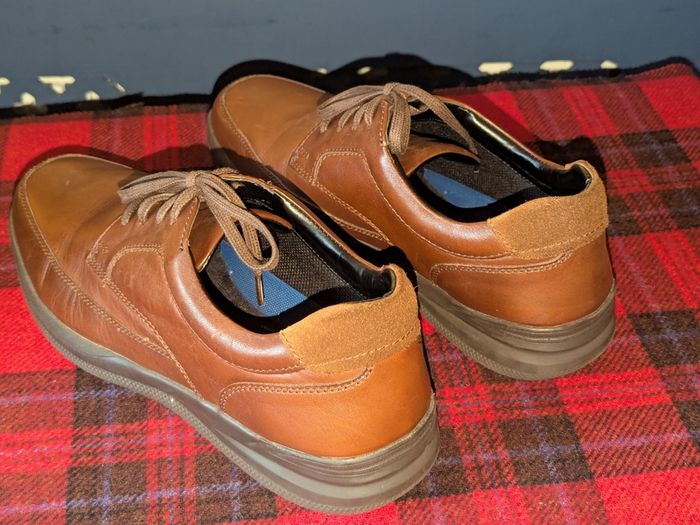 M&S Wide Fit Leather Shoes - Brown - Size 9.5 UK (Excellent Condition)