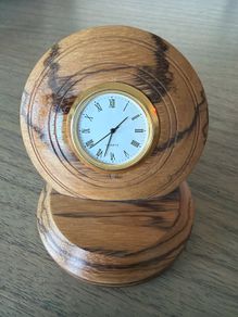 Hand Turned Irish Wooden Mantel Clock.
