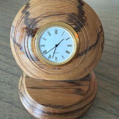 Hand Turned Irish Wooden Mantel Clock.