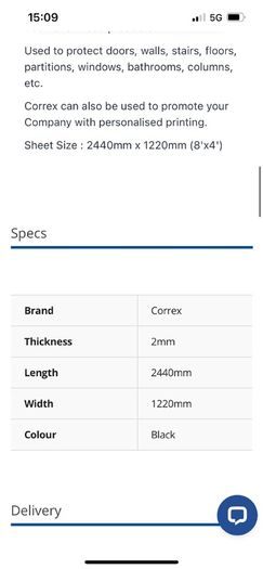 Corriboard Protection Sheet Black 2mm