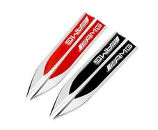 2pcs 3D Metal Logo AMG Emblem Car Van Fender Badge Decal For Mercedes Benz W203 W204 W205 W212 W213 X253 AMG Sticker Accessories