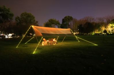1pc Windproof Camping Warning Pull Cord Light, Battery Box Type,