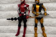 Power Rangers Beast Morphers Cybervillain Lightening Blaze and Gold Ranger approx. 6" Used Please see photos