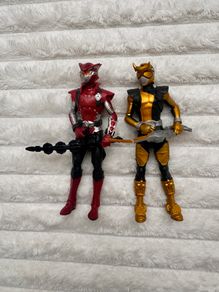 Power Rangers Beast Morphers Cybervillain Lightening Blaze and Gold Ranger approx. 6" Used Please see photos