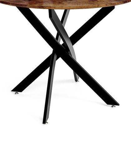 Round Dining Table Wooden 80cm Retro Kitchen Table for Dining Room, Industrial Style Rustic Brown and Black (Table Only)