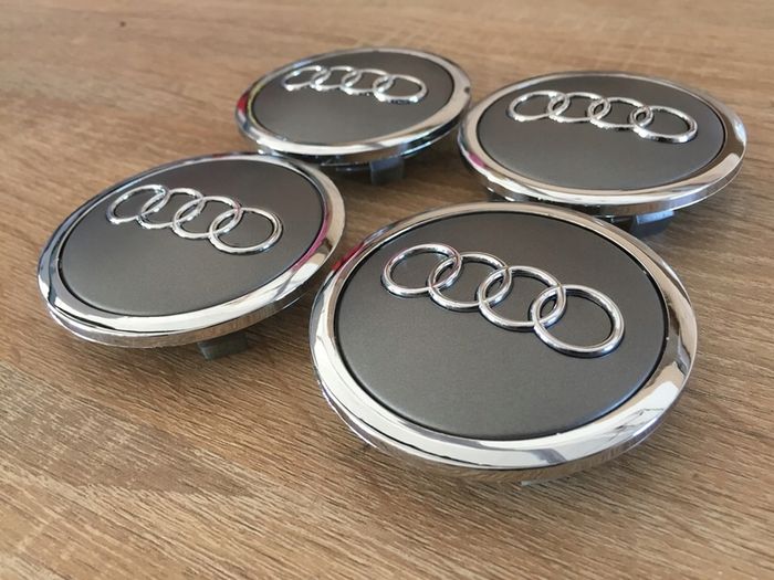 Full Set 69mm Audi Centre Caps - Grey