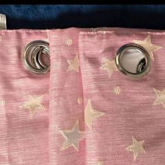 Pink & Cream star patterned Full length Curtains 90cm x 180cm