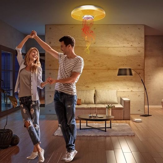 36W LED Ceiling Light with Bluetooth Speaker, Intelligent with Remote Control and APP Control, RGBW Colour Change, Adjustable for Bedroom, Kitchen, Bathroom, Nursery, Living Room