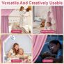 Bed Canopy, Children Bed Canopy Nursery Decorations, House Bed Canopy Made of 100 Cotton Muslin Handmade, Decoration for Children's Room, 135 by 360cm, Dark Pink Image 4