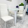 Compact Glass Dining Table Set Seats 4, White Image 3