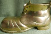Vintage Large Brass Boot, Very Heavy, Solid Brass, Vintage Brass Ornament