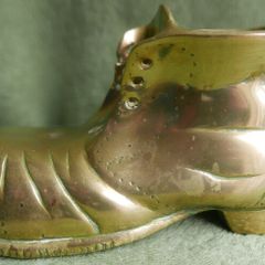 Vintage Large Brass Boot, Very Heavy, Solid Brass, Vintage Brass Ornament